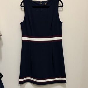 Tommy Hilfiger Navy Dress with White and Burgundy Stripes